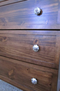 Mercury glass knobs on Ikea Tarva Dresser